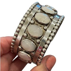 FINAL PRICE - Sterling Silver and Mother of Pearl Wide Southwest Cuff